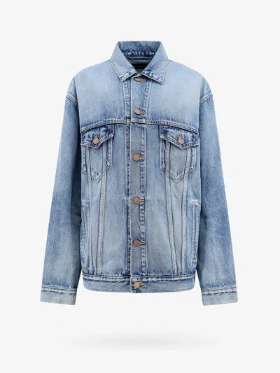 Shop Balenciaga Woman Jacket Woman Blue Blazers E Vests