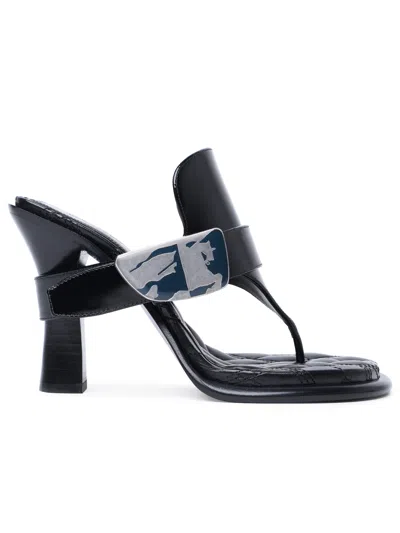Shop Burberry Woman  'bay' Black Leather Sandals