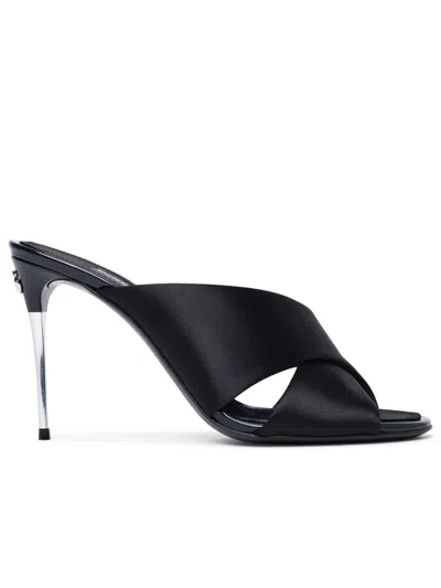 Shop Dolce & Gabbana Woman  Black Leather Sandals