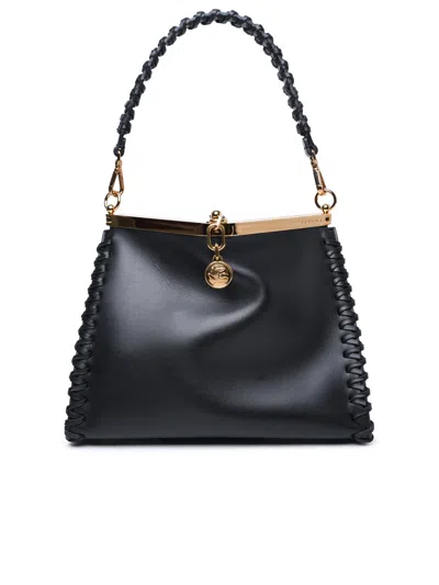 Shop Etro Woman  Medium 'vela' Black Leather Bag