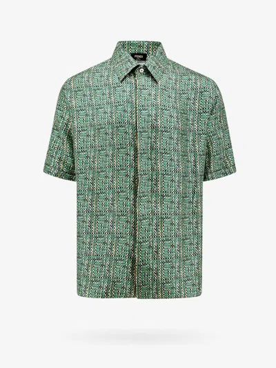 Shop Fendi Man Shirt Man Green Shirts