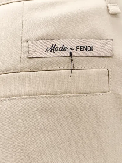 Shop Fendi Man Shorts Man Beige Bermuda Shorts In Cream