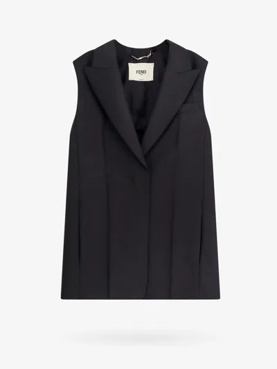 Shop Fendi Woman Vest Woman Black Blazers E Vests