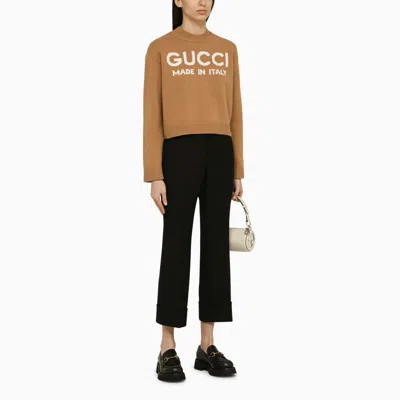 Shop Gucci Black Wool Cropped Trousers Women