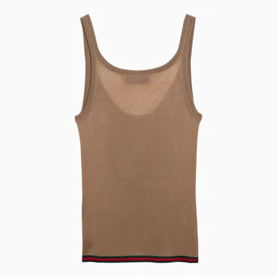 Shop Gucci Camel Cashmere Tank Top Women In Brown