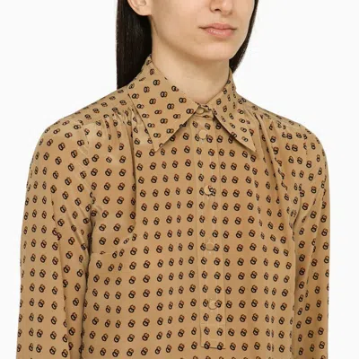 Shop Gucci Camel-coloured Silk Shirt Women In Brown