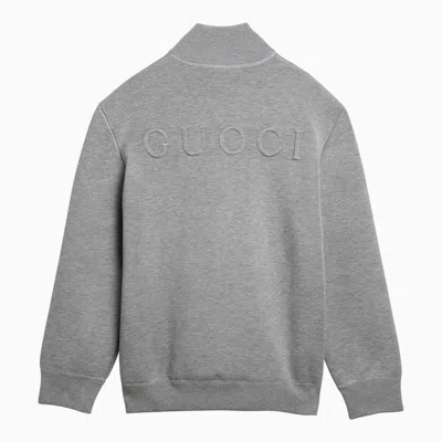 Shop Gucci Light Grey Melange Knitted Zip/cardigan Sweatshirt Women In Gray