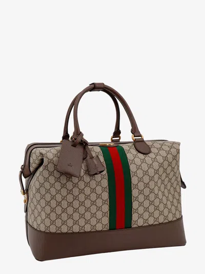 Shop Gucci Man Savoy Man Beige Travel Bags In Cream