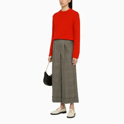Shop Gucci Prince Of Wales Wool Cropped Trousers Women In Black