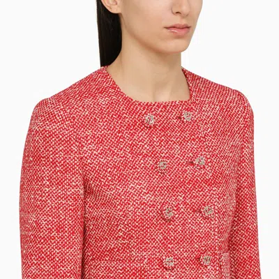 Shop Gucci Red/white Tweed Double-breasted Jacket Women