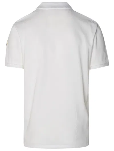 Shop Moncler White Cotton Polo Shirt Man