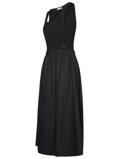Shop Moncler Woman  Black Cotton Blend Dress