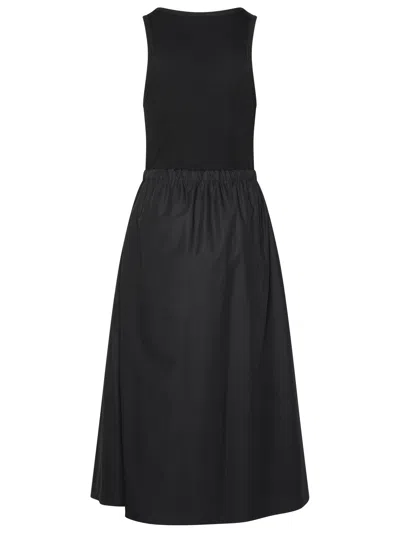 Shop Moncler Woman  Black Cotton Blend Dress