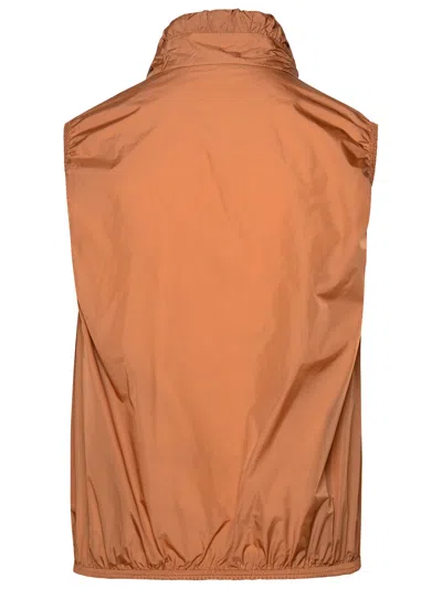 Shop Moncler Woman  Care' Bronze Polyamide Vest In Brown