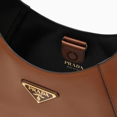 Shop Prada Cognac Leather Shoulder Bag Women In Orange