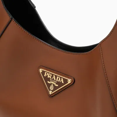 Shop Prada Cognac Leather Shoulder Bag Women In Orange