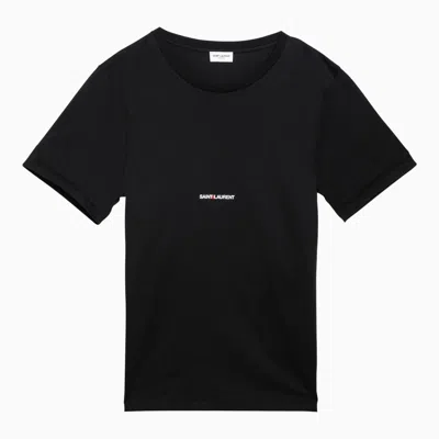 Shop Saint Laurent Black Logo-print Crewneck T-shirt Men