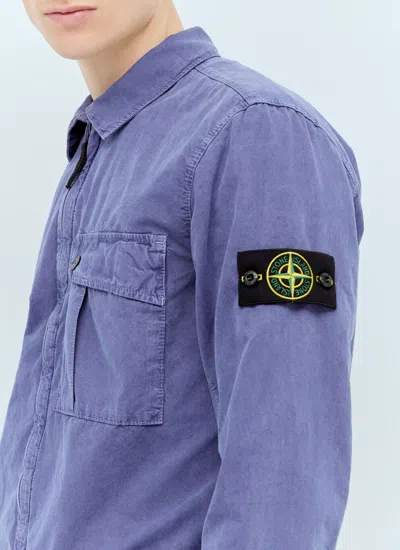 Shop Stone Island Men Canvas Jacket In Purple
