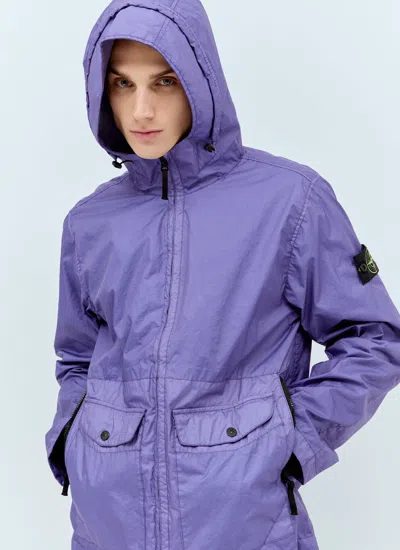 Shop Stone Island Men Membrana 3l Hooded Jacket In Purple