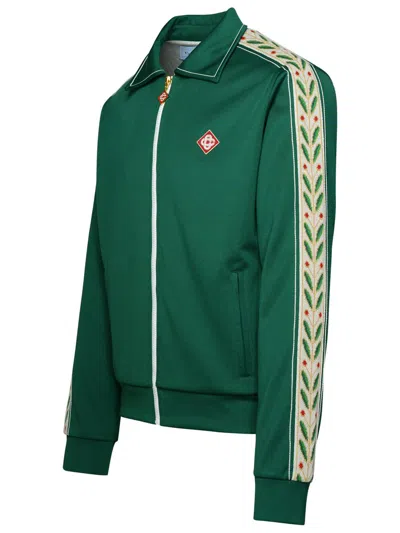 Shop Casablanca 'laurel' Green Cotton Blend Sweatshirt