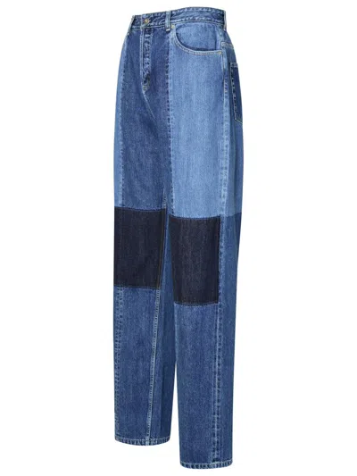 Shop Jil Sander Blue Cotton Jeans