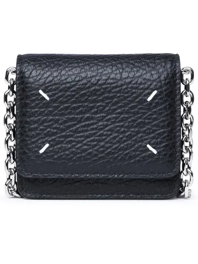 Shop Maison Margiela 'four Stitches' Black Calf Leather Wallet