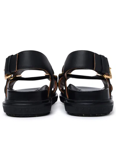 Shop Marni 'fussbett' Black Calf Leather Sandals