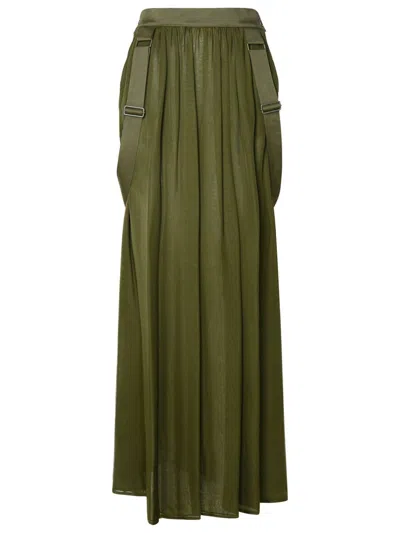 Shop Max Mara 'jedy' Khaki Silk Skirt In Green
