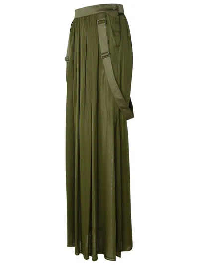 Shop Max Mara 'jedy' Khaki Silk Skirt In Green