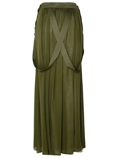Shop Max Mara 'jedy' Khaki Green Silk Skirt
