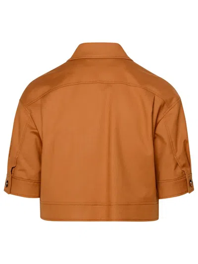 Shop Max Mara 'agiate' Cotton Blend Cropped Jacket In Brown