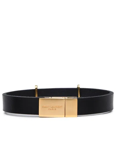 Shop Saint Laurent Black Leather Bracelet