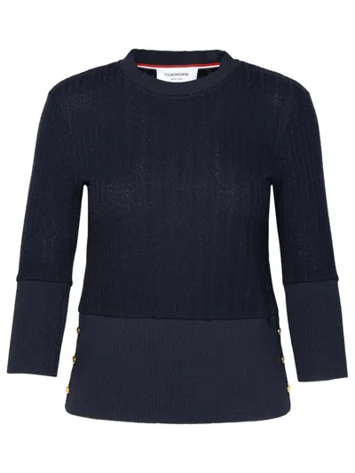 Shop Thom Browne Navy Virgin Wool Sweater