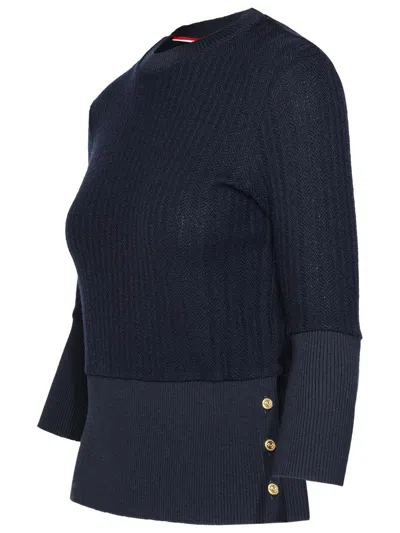 Shop Thom Browne Navy Virgin Wool Sweater