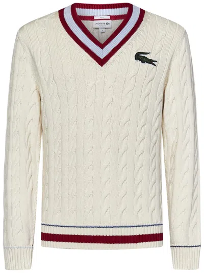 Shop Lacoste Sweater In Bianco