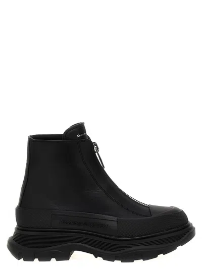 Shop Alexander Mcqueen 'zip Tread Slick' Ankle Boots In Black