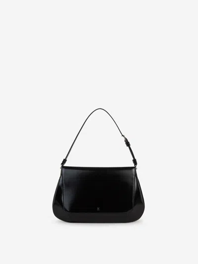 Shop Amina Muaddi Leather Shoulder Bag In Negre