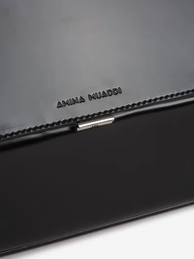 Shop Amina Muaddi Leather Shoulder Bag In Negre