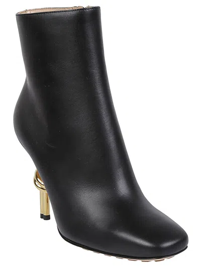 Shop Bottega Veneta Knot Leather Ankle Boots In Black