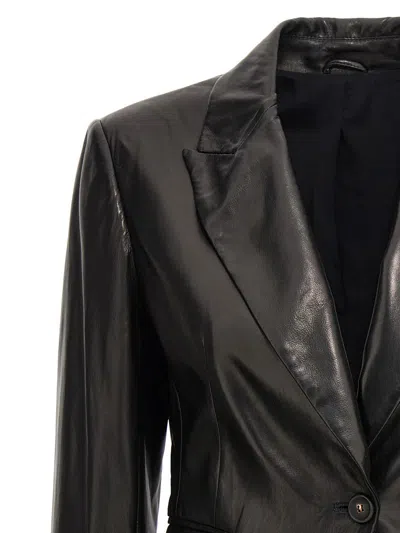 Shop Brunello Cucinelli Leather Blazer In Black
