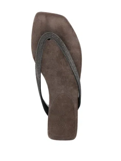 Shop Brunello Cucinelli Leather Flip Flops In Black