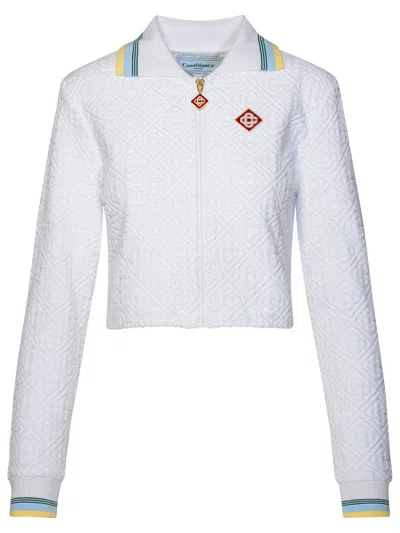 Shop Casablanca 'towelling' White Cotton Blend Sweatshirt