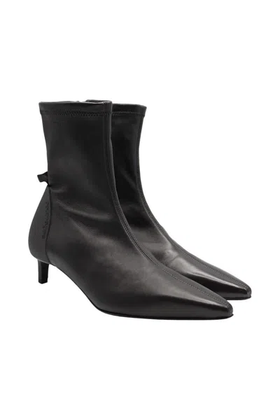 Shop Courrèges Scuba Stretch Leather Ankle Boots Shoes In Black