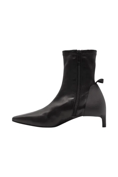 Shop Courrèges Scuba Stretch Leather Ankle Boots Shoes In Black