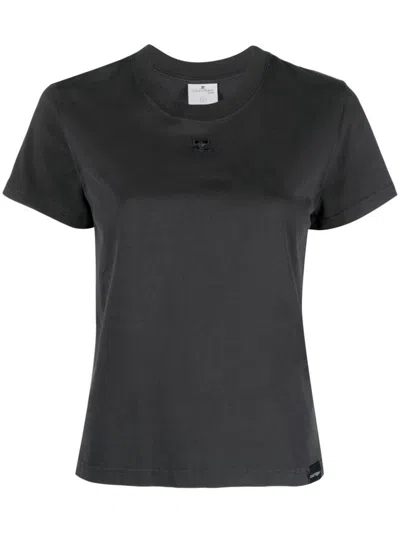 Courrèges Fitted Black Cotton Crew Neck T-shirt