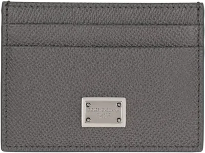 Shop Dolce & Gabbana Dauphine Print Leather Card Holder In Grey
