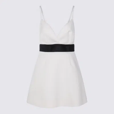 Shop Dolce & Gabbana White And Black Silk-wool Blend Dress