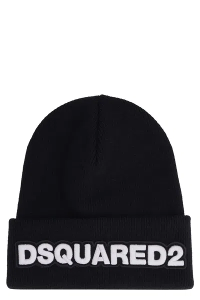 Shop Dsquared2 Ribbed Knit Beanie In Black