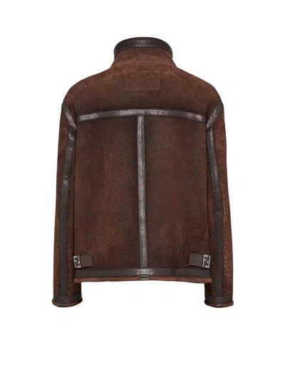 Shop Fendi Jacket In Brown