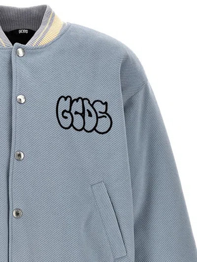 Shop Gcds Logo Bomber Jacket In Blue